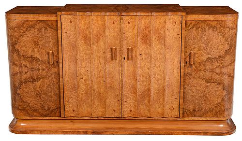 Art Deco Burlwood Veneered Sideboard Cabinet