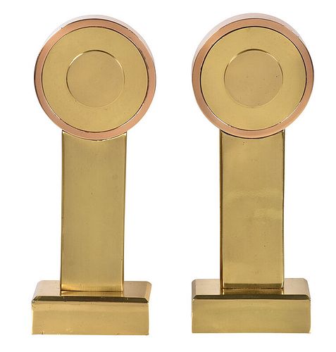 Pair of Art Deco Brass Andirons
