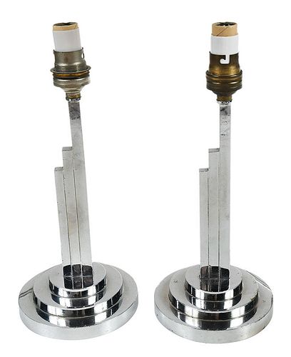 Pair of Art Deco Chrome Table Lamps