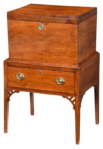 Rare Southern Federal Inlaid Cherry Cellarette on Stand