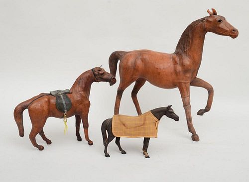 TWO ITALIAN LEATHER MODELS OF HORSES