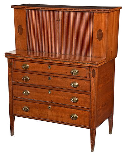Unusual New England Federal Tambour Desk
