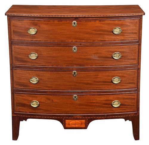 New England Federal Inlaid Bow Front Chest