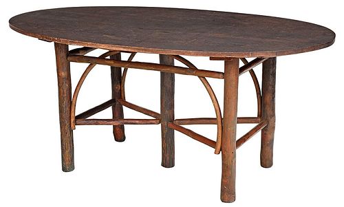 Rustic Old Hickory Oval Dining Table