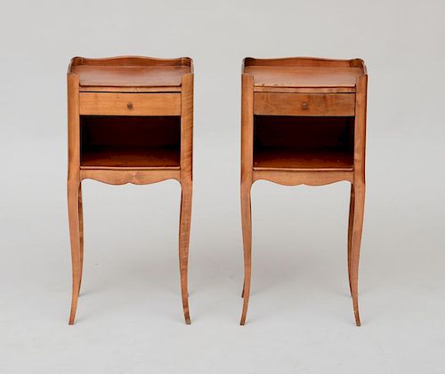 PAIR OF LOUIS XV STYLE FRUITWOOD BEDSIDE TABLES