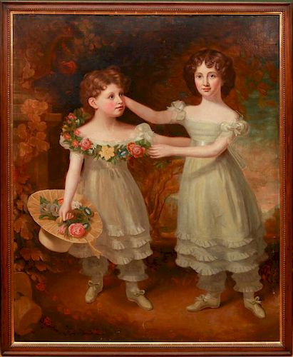 ENGLISH SCHOOL: PORTRAIT OF TWO YOUNG GIRLS