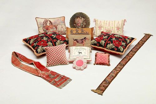 MISCELLANEOUS GROUP OF NEEDLEPOINT AND TAPESTRY PILLOWS
