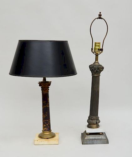 FRENCH TÔLE PEINTE COLUMNAR LAMP