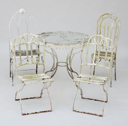 GROUP OF WHITE PAINTED METAL GARDEN FURNITURE