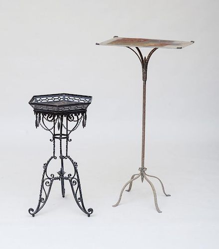 VICTORIAN BLACK PAINTED METAL PLANT STAND