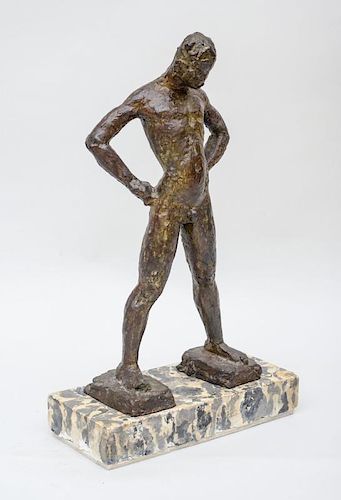 BRONZE MODEL OF A MALE FIGURE, SIGNED OLEAN TERRELL