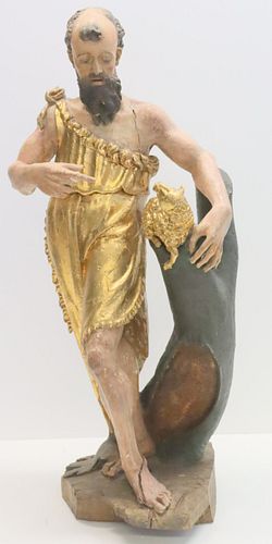 Large 18/19th Century Polychrome Carved Figure