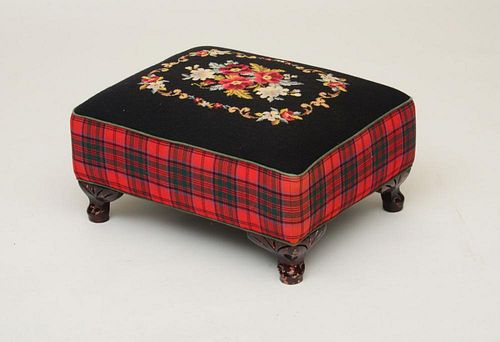 VICTORIAN STYLE STAINED WOOD AND NEEDLEWORK STOOL