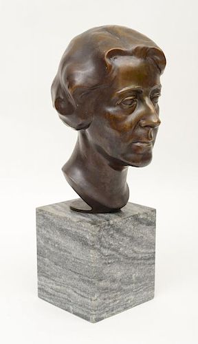 JOSEF BOCK (AUSTRIAN 1883-1966), 1929, BRONZE BUST OF A WOMAN