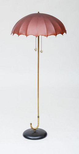 ENGLISH LEATHER AND METAL FLOOR LAMP
