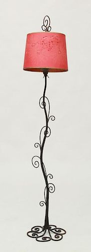 BLACK PAINTED WROUGHT-IRON FLOOR LAMP, ATTRIBUTED TO EDGAR BRANDT