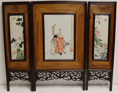 Chinese Folding Enamel Decorated Porcelain Plaques
