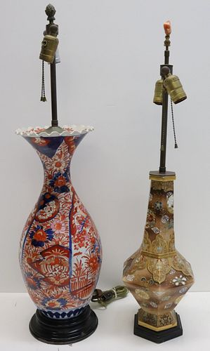 (2) Japanese Porcelain Vases Mounted as Lamps.