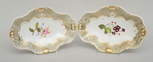 PAIR OF ENGLISH PORCELAIN OVAL FLORAL SERVING DISHES