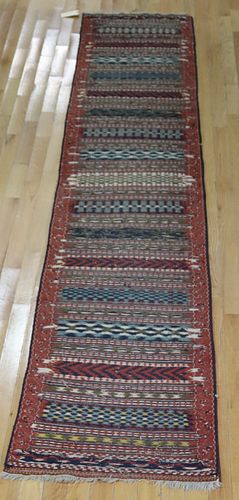 Antique And Finely Hand Woven Runner.