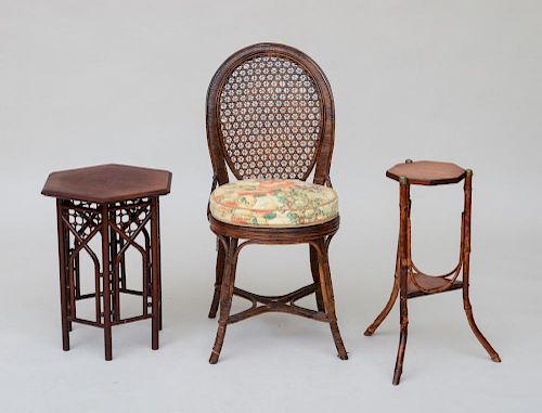 WICKER AND CANED SIDE CHAIR