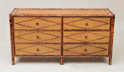 LONG BAMBOO AND SEAGRASS CHEST OF DRAWERS