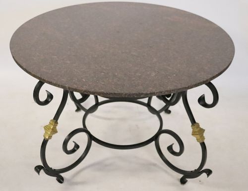 Vintage Patinated And Gilt Metal Iron Marbletop
