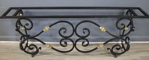 Vintage Patinated And Gilt Decorated Metal Console