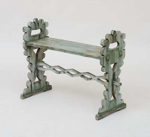SWEDISH PROVINCIAL GREEN PAINTED BENCH
