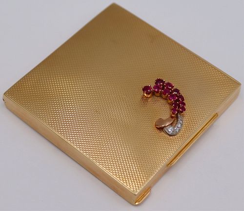 GOLD. Dunhill 14kt Gold, Ruby and Diamond Vanity