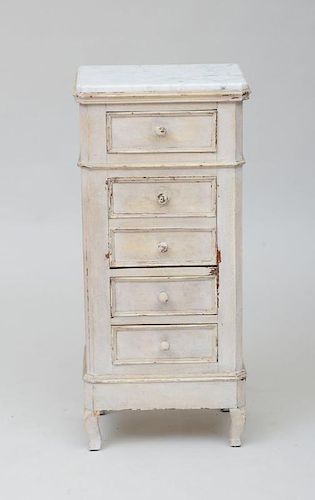 VICTORIAN WHITE PAINTED TALL CHEST OF DRAWERS