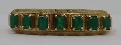 JEWELRY. 14kt Gold and Emerald Bracelet.