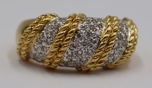JEWELRY. 18kt Gold and Pave Diamond Ring.