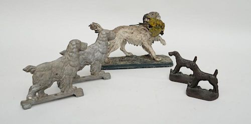 ENGLISH PAINTED-METAL MODEL OF A HUNTING DOG WITH BIRD