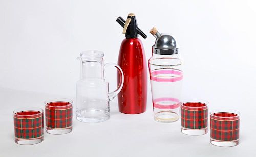 CHROME-MOUNTED GLASS COCKTAIL SHAKER