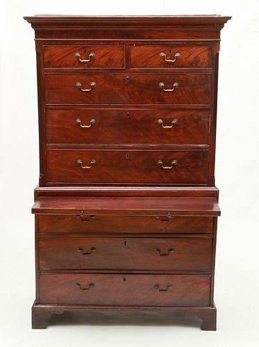 GEORGE III MAHOGANY CHEST-ON-CHEST