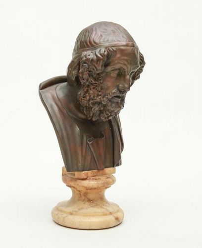 BRONZE BUST OF HOMER, AFTER THE ANTIQUE