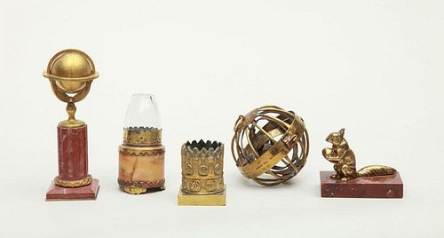 GROUP OF BRASS DESK ACCESSORIES