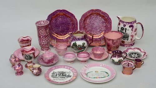 GROUP OF LUSTREWARE TABLE ARTICLES