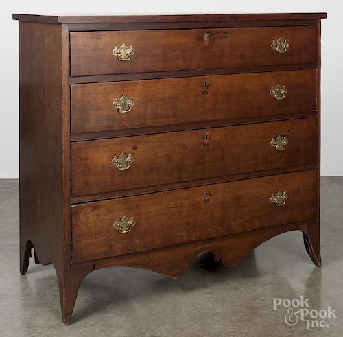 Federal stained poplar chest of drawers, early 19th c., 40 3/4'' h., 42 1/2'' w.