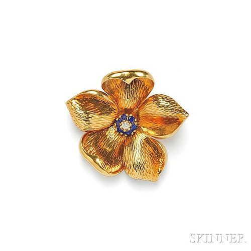 18kt Gold, Sapphire, and Diamond Flower Brooch, Tiffany & Co.