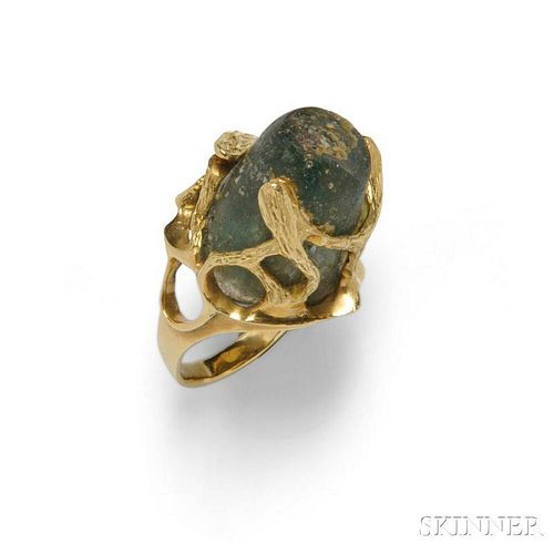 18kt Gold and Roman Glass Ring