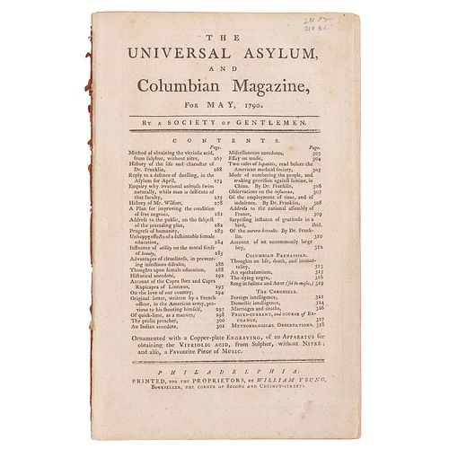 [SLAVERY & ABOLITION] -- [FRANKLIN, Benjamin (1706-1790)]. The Universal Asylum, and Columbian Magazine. 