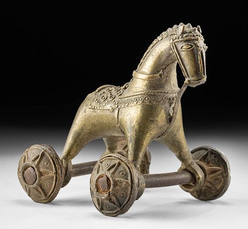 19th C. Indian Brass Horse Votive Temple Toy