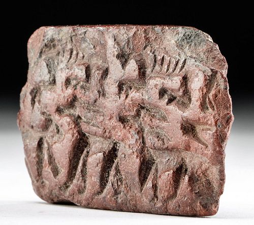 Sumerian Red Jasper Stamp - Ibexes