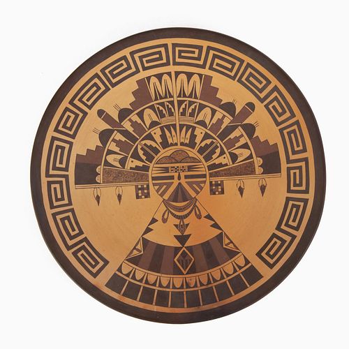 Hopi, Valerie Kahe, Polychrome Plate with Kachina