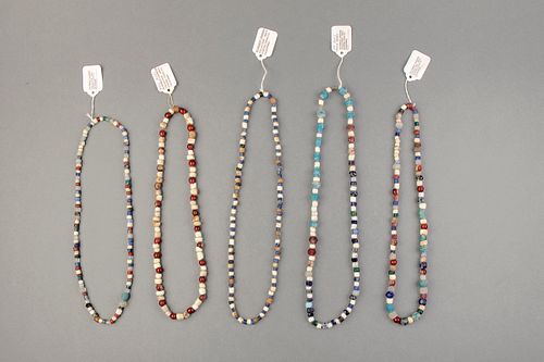 Five Strands of Glass Trade Beads, Mid 19th Century