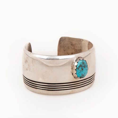 A Waddle Crazyhorse Sterling Silver and Turquoise Cuff Bracelet, ca. 1980