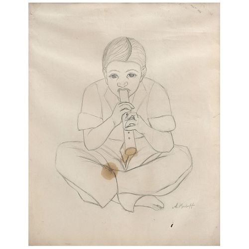ANGELINA BELOFF, Untitled, Signed, Graphite pencil on paper, 23.2 x 18.3" (59 x 46.5 cm)
