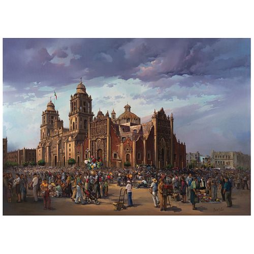 MARIO CASTRO, Catedral metropolitana, Signed on front, Signed and dated Primavera 2011 on back, Oil on canvas, 51.1 x 70.8" (130 x 180 cm)